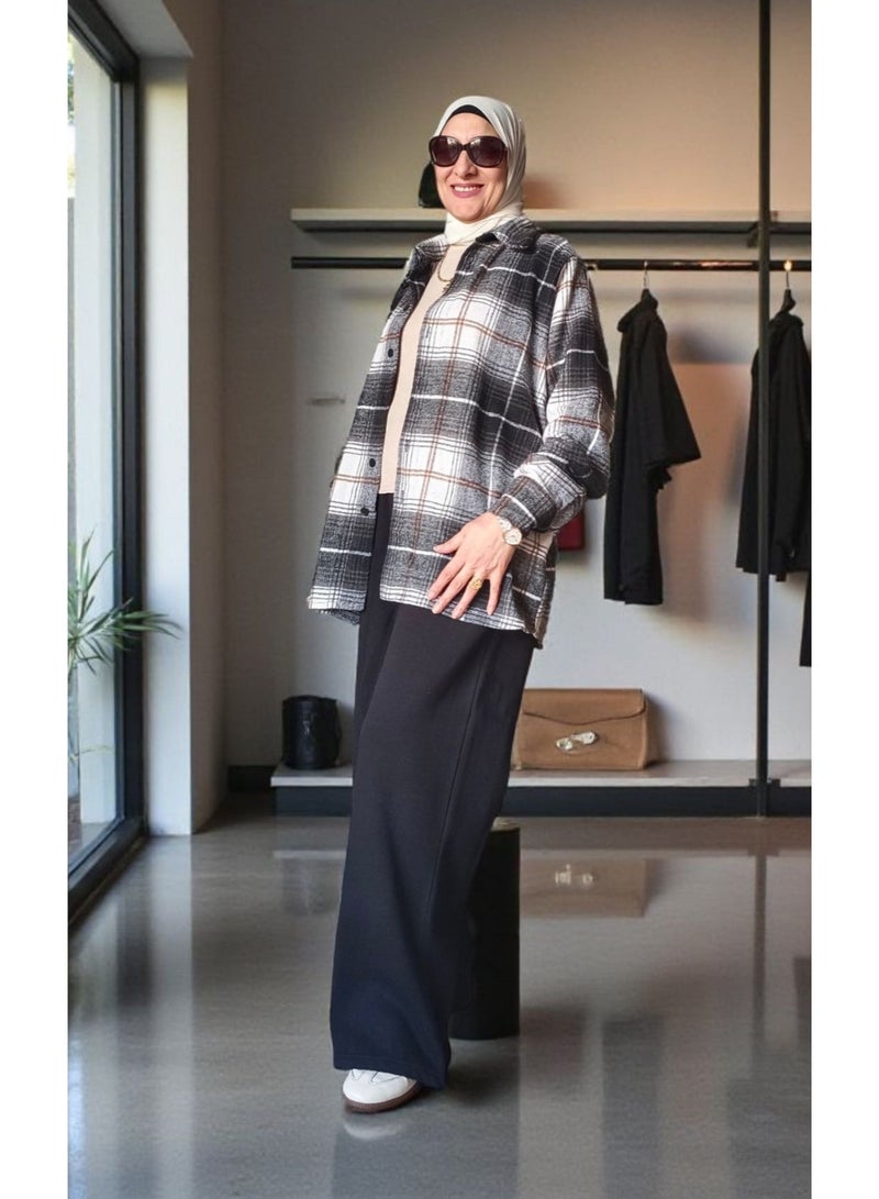Bedaya Moda Winter Wool Black& Gray Oversized Plaid Shirt /unisex - Image 2